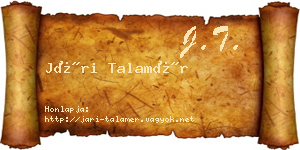 Jári Talamér névjegykártya